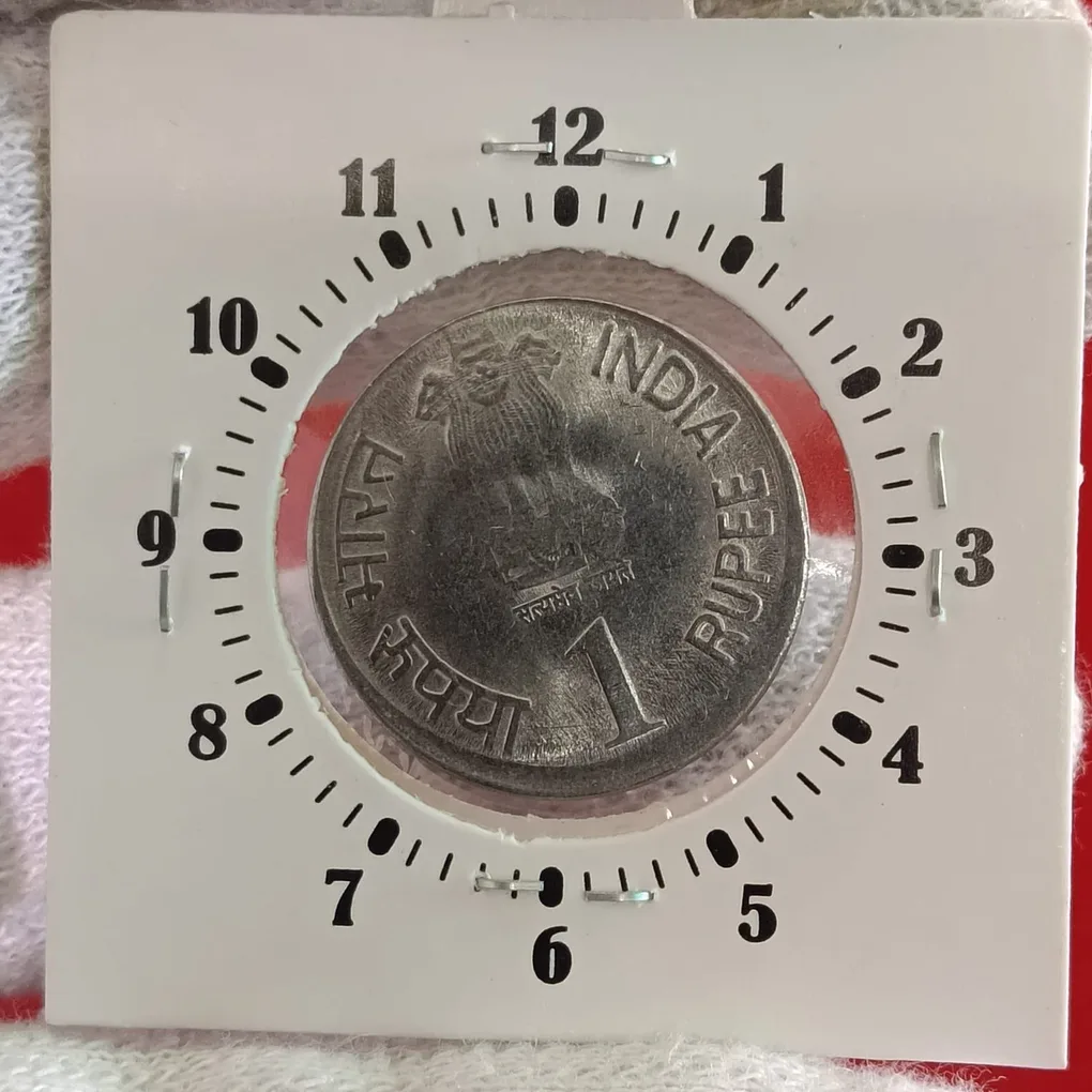 One Rs Rare Error Shifted Or 11"o Clock Error Coin Reserve Bank of India 1985-2010 Year Hyderabad Mint Gem Unc Condition RBI Mistake Coin