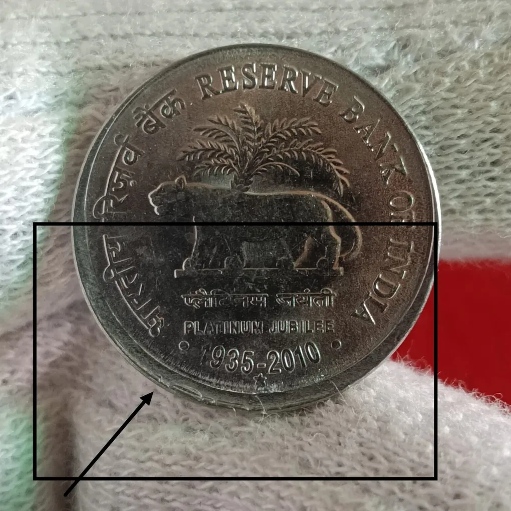 One Rs Rare Error Shifted Or 11"o Clock Error Coin Reserve Bank of India 1985-2010 Year Hyderabad Mint Gem Unc Condition RBI Mistake Coin