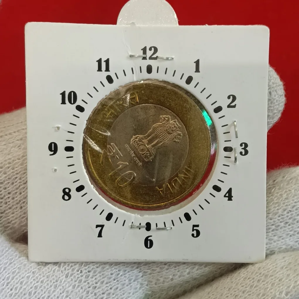 Ten Rs Scare 2" O Clock Error Coin 475 Th Birth Aniversary of Maharana Pratap Ji Year 2015 Noida Mint RBI Mistake Coin