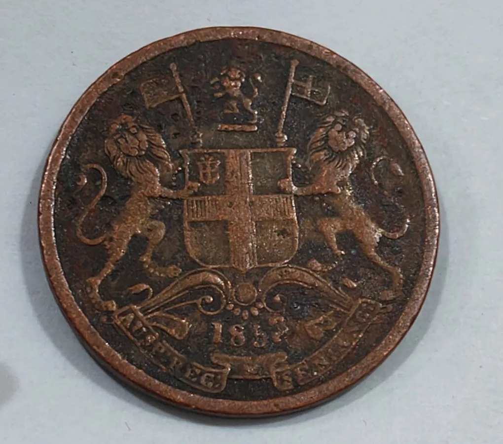 India - British ½ Pice 1853 - Victoria Rare Coin #E-61