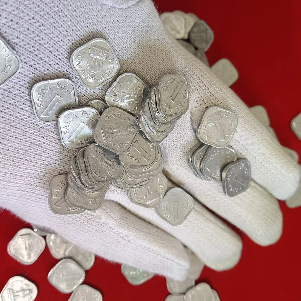 One Paise Scare Aluminium Coins 50 Pcs Given 1968 Year Bombay Mint Ultra Gem Bunc Condition
