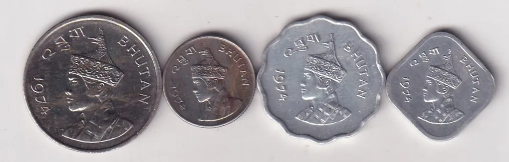 1974 Bhutan Old Issue Proof Coin Rare ( 4 Coin Set) #C-20
