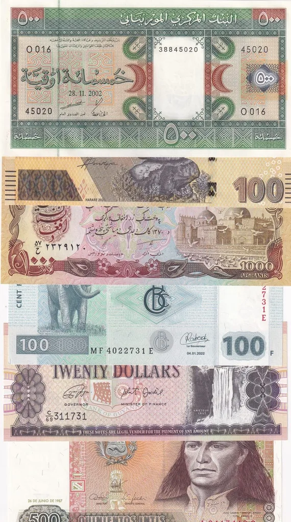 100 Different Foreign Rare GEM UNC Note😍