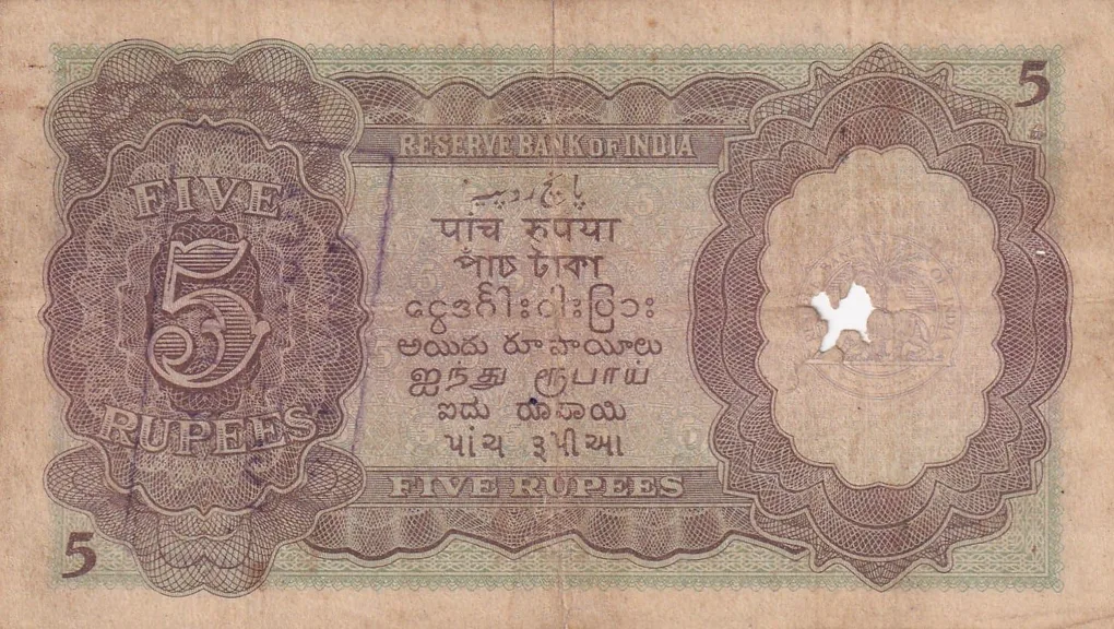 British-India 5 Rupees (George VI) Governor J B Taylor Rare Note