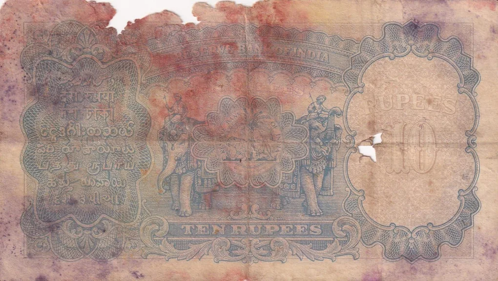 British-India 10 Rupees (George VI) Governor J B Taylor Rare Note (Condition As Per Image)
