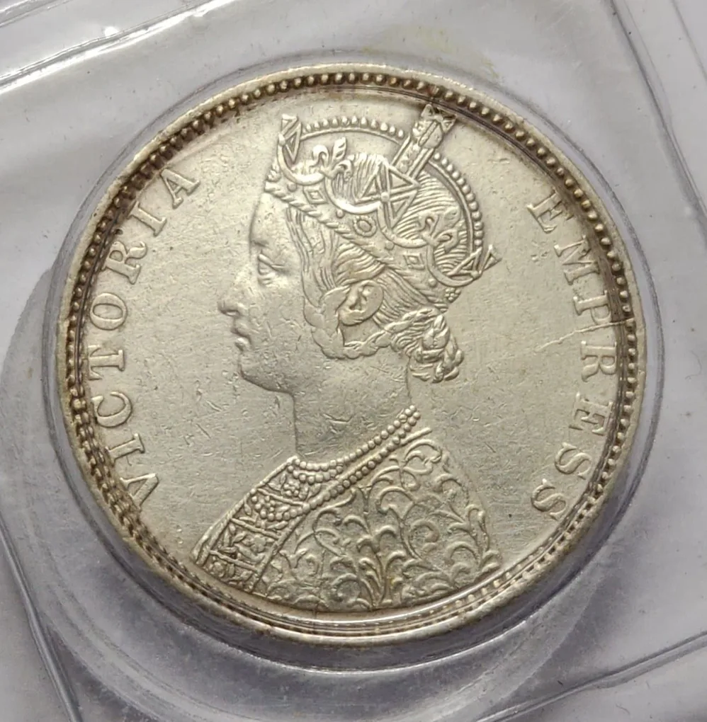 British India Victoria One Rupee 1897 Bombay Mint Silver Coin High Grade Rare