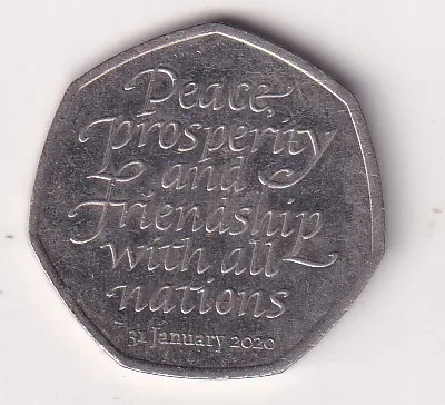 United Kingdom 50 Pence 2020 - Elizabeth II ; Brexit Rare Coin #E-87