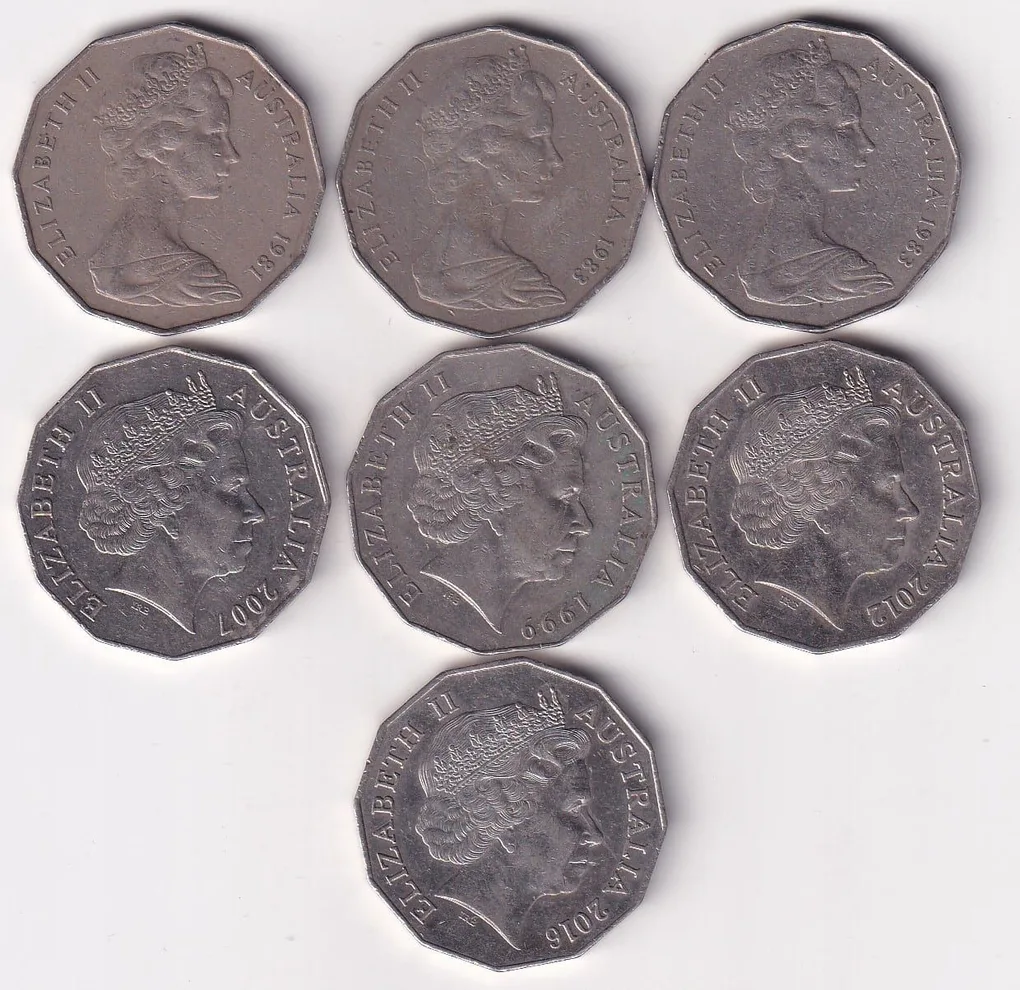 Australia 50 Pence Rare Lowest Price Rare Coin (Buyer WILL Receive Randomly 1 Coin) #E-105