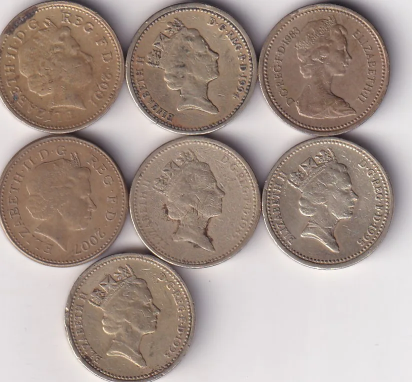 All Different Commemorative One Pound Rare ( 7 Coin Set) #E-106