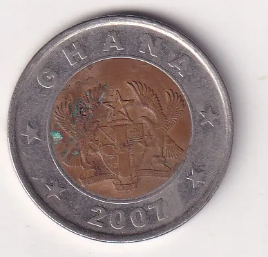 Ghana 1 Cedi 2007 Rare Bimetallic Coin #E-123