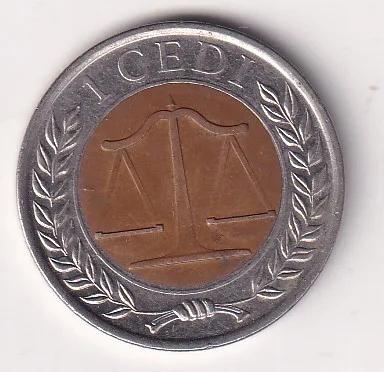 Ghana 1 Cedi 2007 Rare Bimetallic Coin #E-123