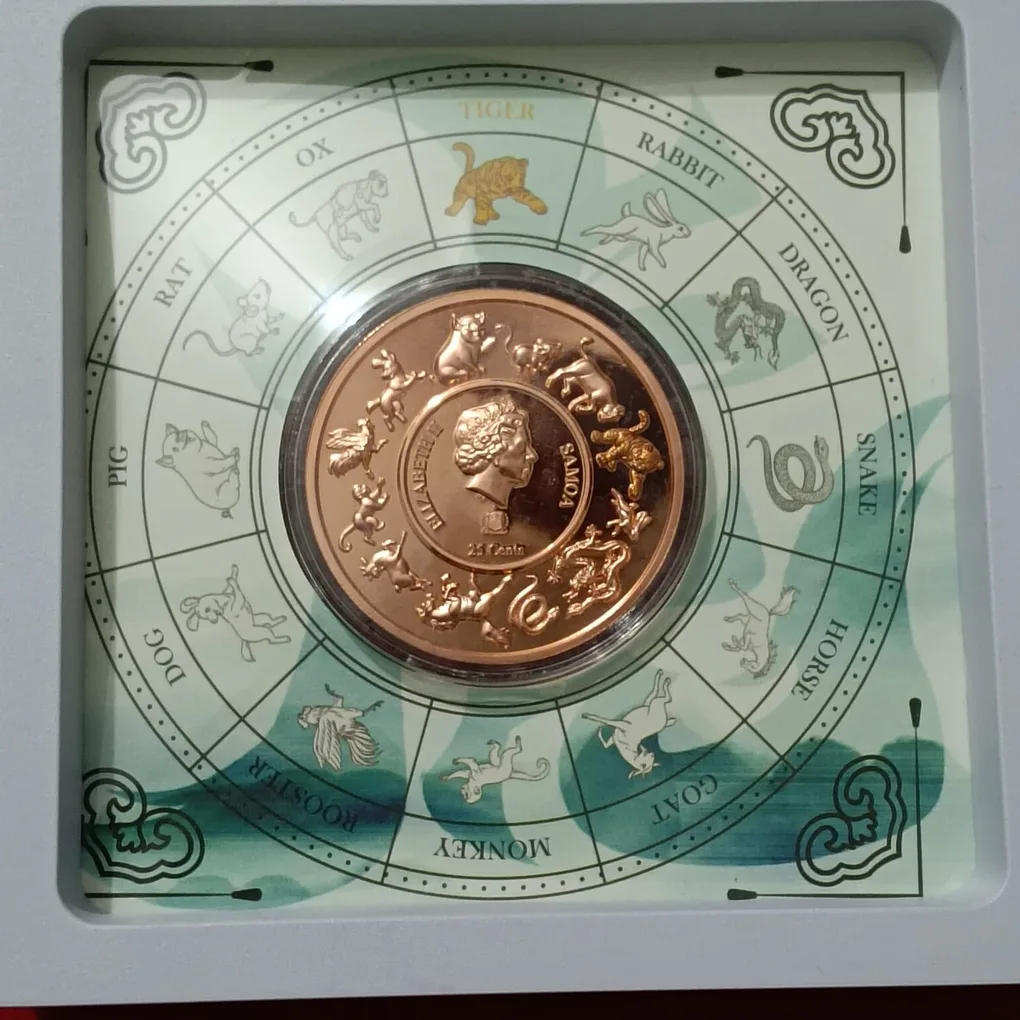 2022 Samoa Elizabeth Samantabhadra 25 Cents 2022 Year Proof Coin Set Tiger Issue