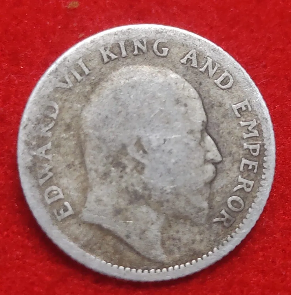 1/4 Rupee Silver Coin Edward VII 1908 Calcutta Mint