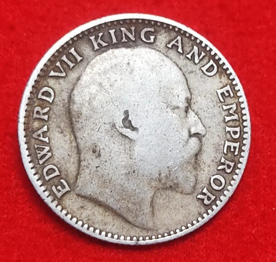 Half Rupee Silver Coin Edward VII 1907 Calcutta Mint