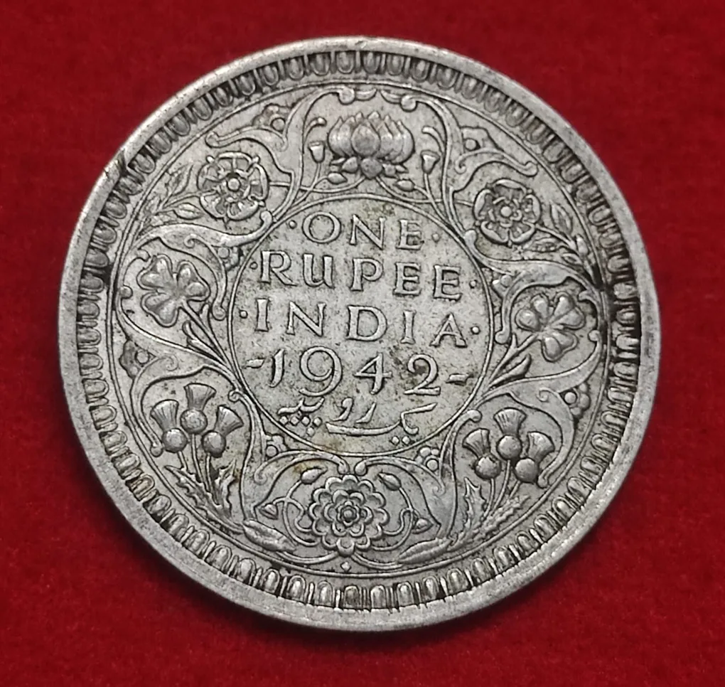 One Rupee Silver Coin George VI 1942 Bombay Mint