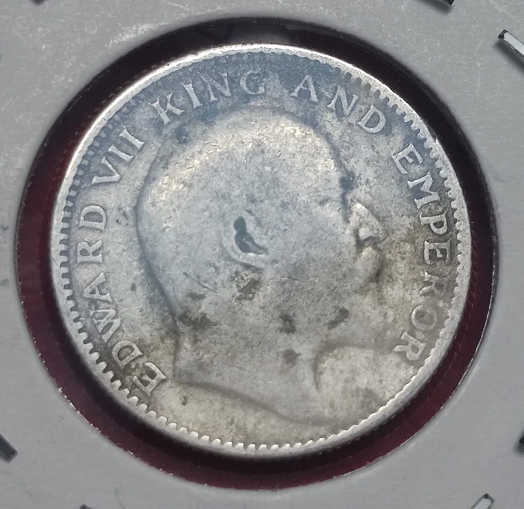 Silver Half Rupee Coin King Edward VII Calcutta Mint 1910