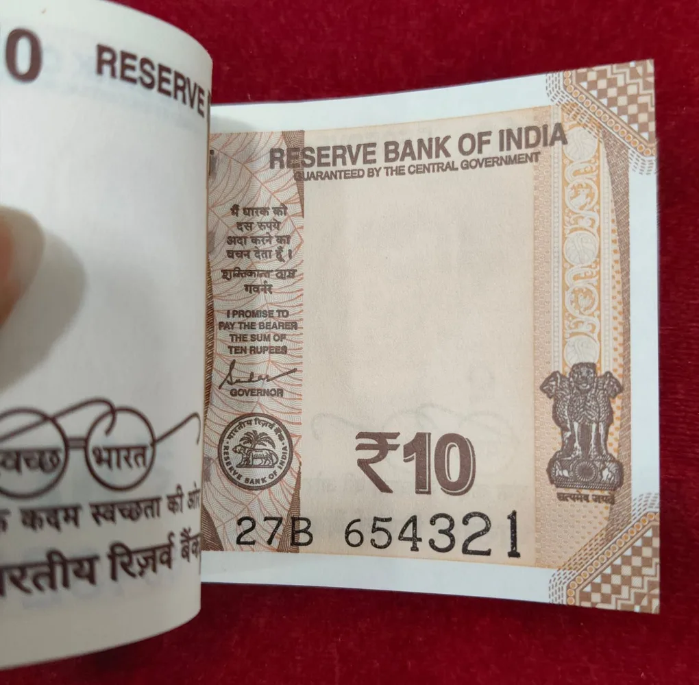 10 Rupees 2021 Governor Shaktikant DAS Rare GEM UNC Serial Packet with Fancy Number 654321