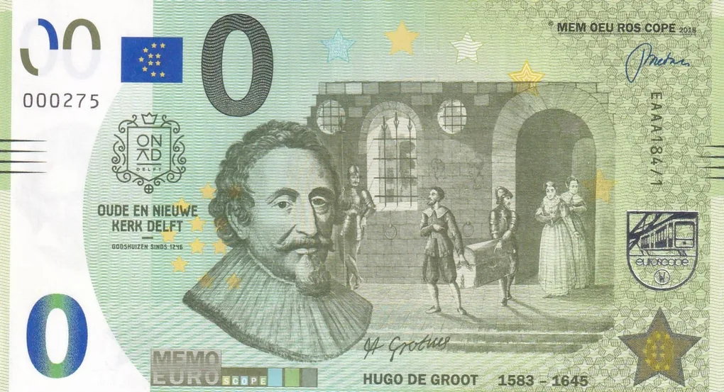 Netherlands 0 Memo Euro - Hugo de Groot Rare UNC Note
