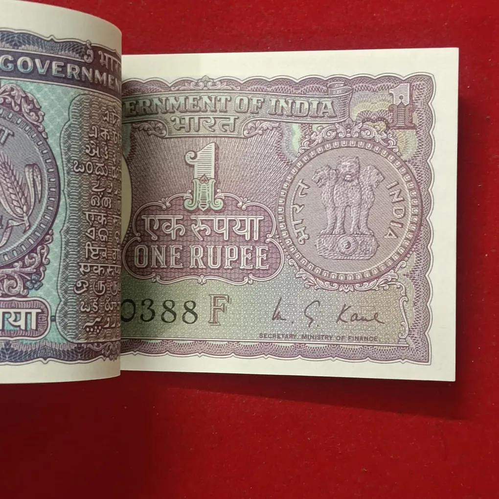 One Rs Rare Big Coin Full Bundle Finance Minister MG Kaul Ultra Gem Bunc Condition Milky White 1973 Year 550301