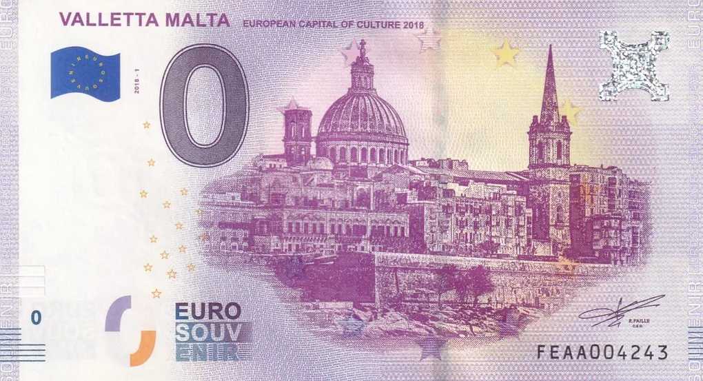 Malta 0 Euro - Valletta Malta - European capital of culture 2018 Rare UNC Note