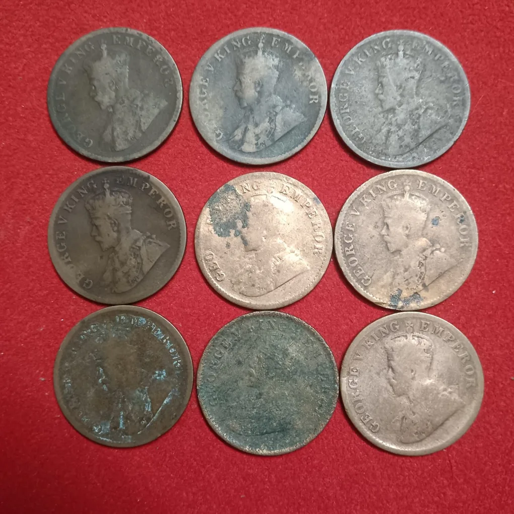 Rare Rare Rare George V One Quater Anna Rare Coin 1911 Year Calcutta Mint 9 Pcs Given British of India