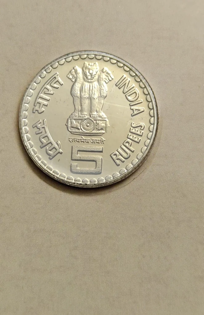 5 Rs 50 Years Of Khadi And Village Industries Commission Copper Nickel Coin UNC
