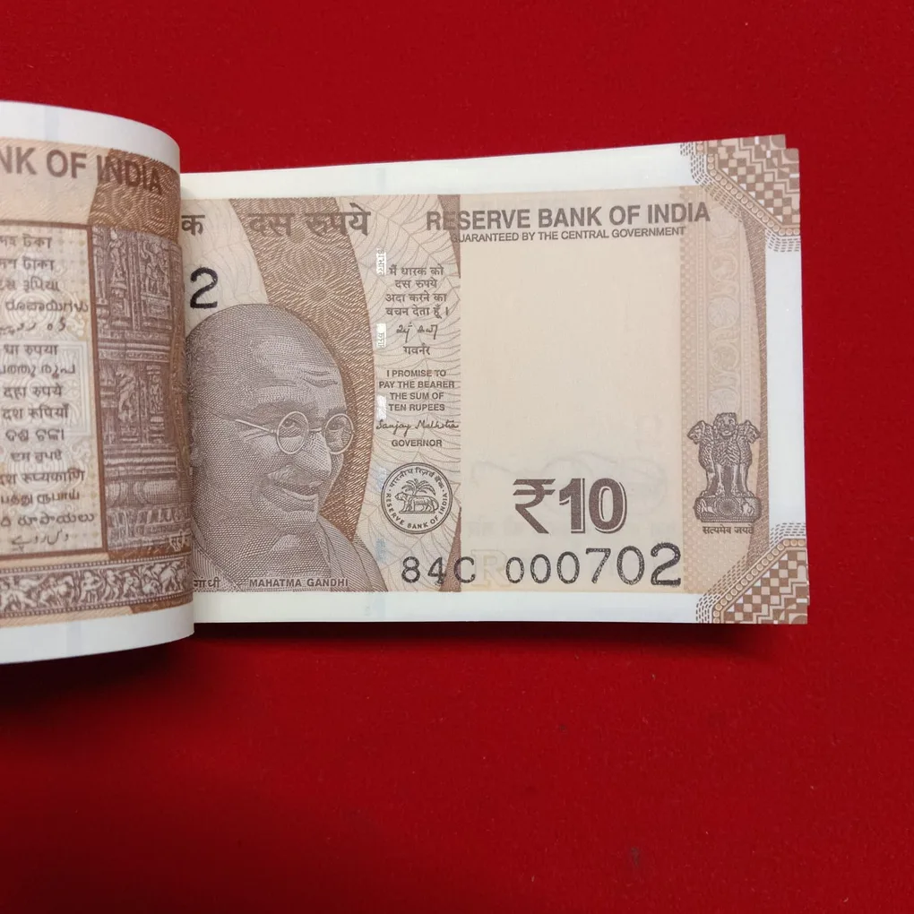 Ten Rs Rare Fancy Notes Bundle 000701 or 000786 Ultra Gem Bunc Condition Full Bundle Governor Sanjay Malhotra Year 2025