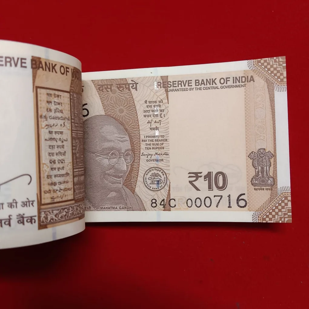 Ten Rs Rare Fancy Notes Bundle 000701 or 000786 Ultra Gem Bunc Condition Full Bundle Governor Sanjay Malhotra Year 2025