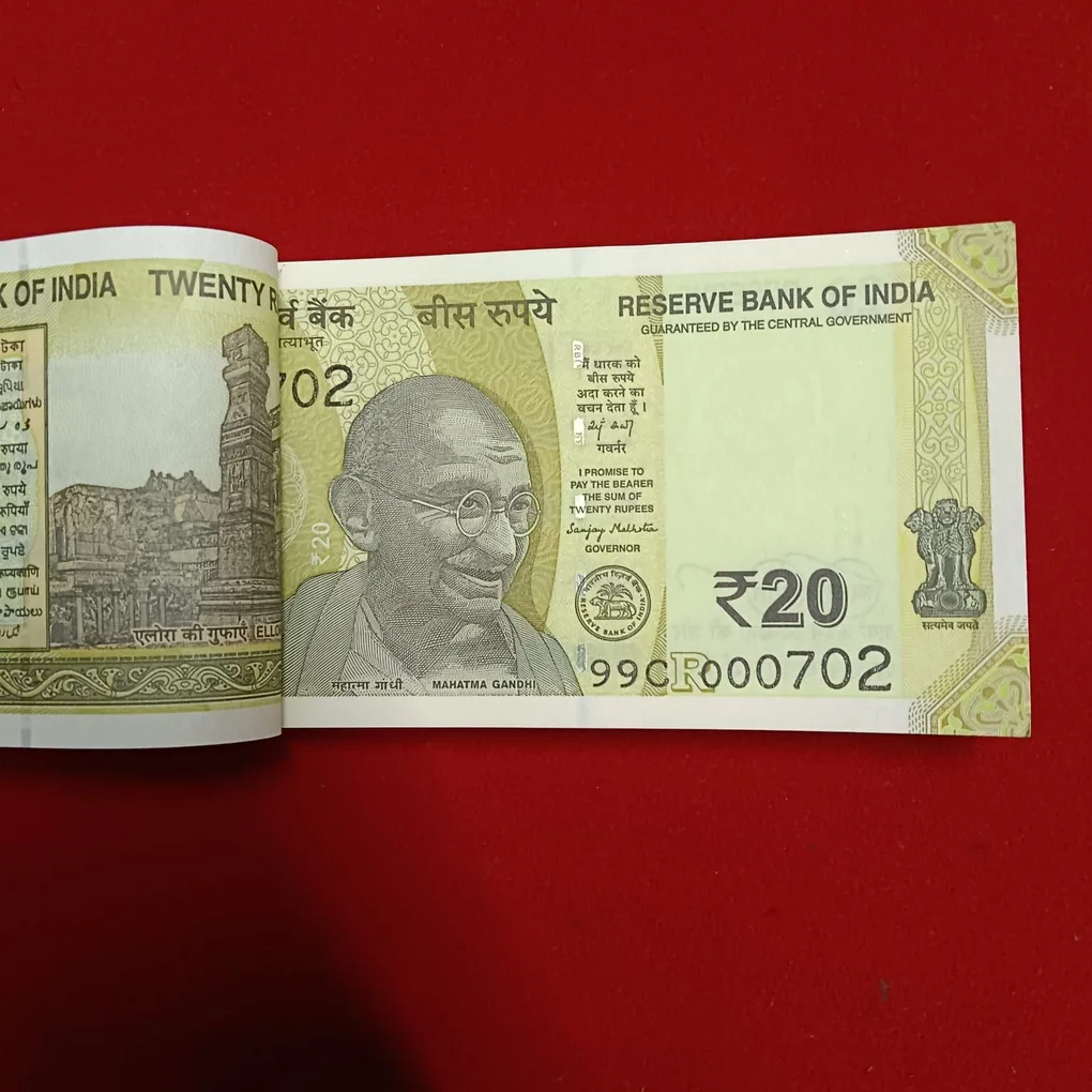 20 Rs Rare Full Bundle 000701 Fancy Number Note 000786 Gem Bunc Condition Year 2025