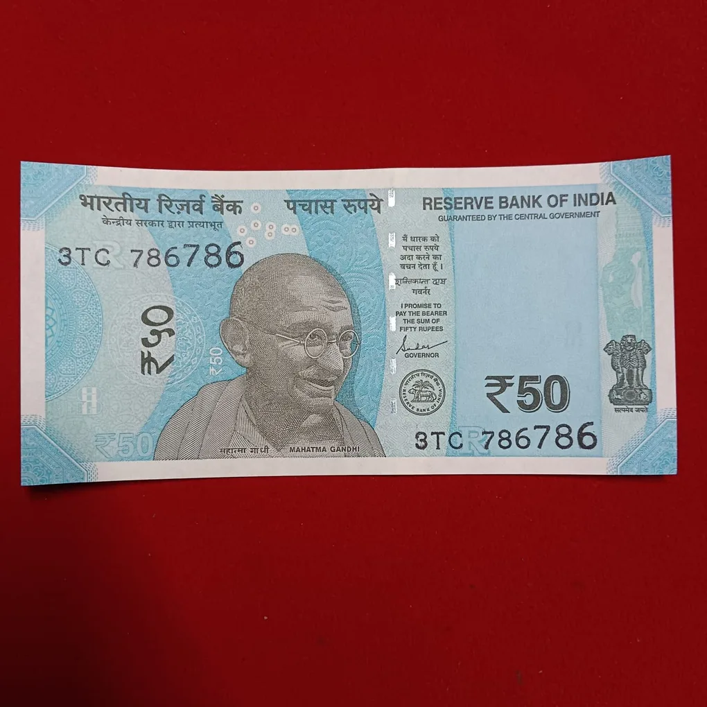 50 Rs Rare Fancy Number Note 786786 Year 2024 Gem Bunc Condition Republic of India sku 50
