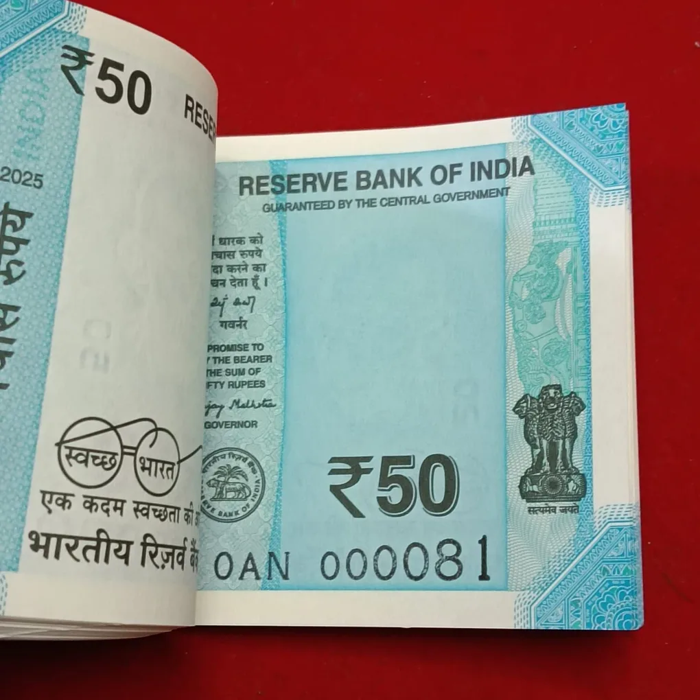 Extremely Rare 50 Rs Full Fancy Number Bundle 000001-000100 Gem Bunc Condition Year 2025