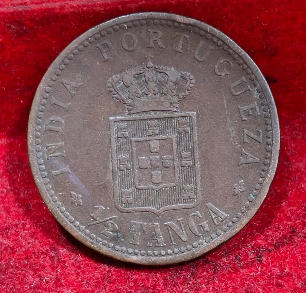 India, Portuguese ½ Tanga 1903 - Charles I Lisboa mint Rare Coin #E-180