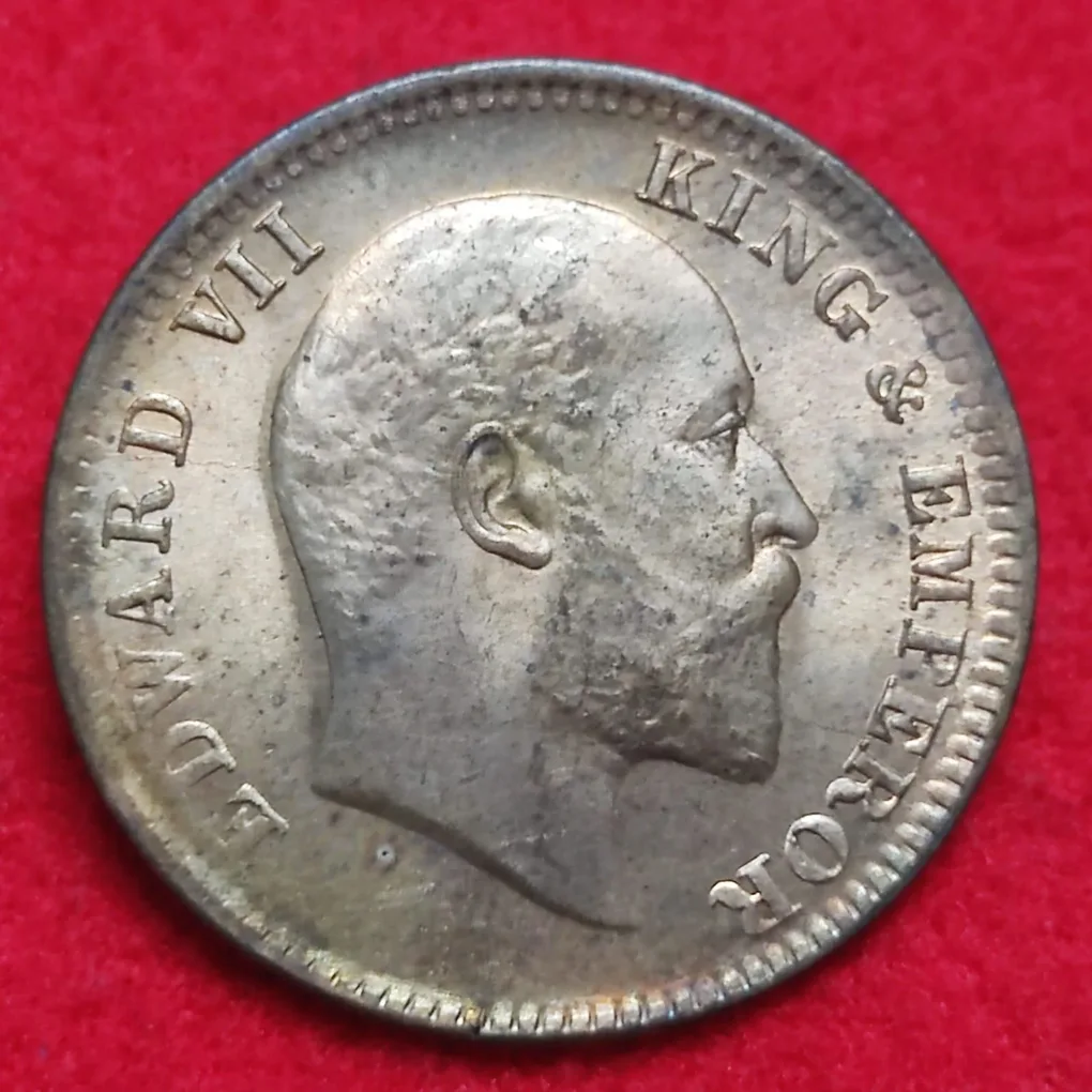 One Quarter Anna Edward VII 1908 Calcutta Mint