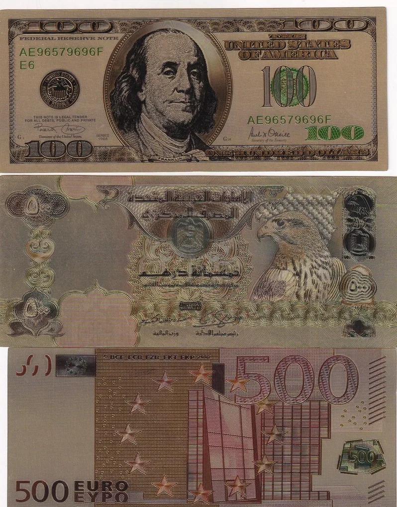 9 Different U.S.A Gold & Silver Plated Note Rare Set