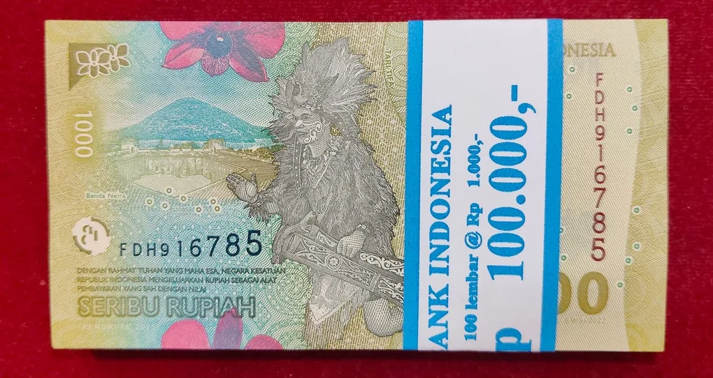 Indonesia 1000 Rupiah GEM UNC NON - Serial Packet with Fancy Number Ending 786
