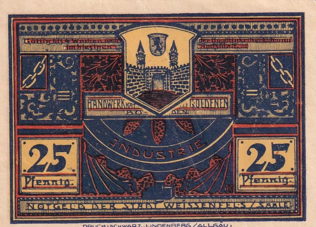 Germany, 25 Pfennigs ( 1921) series Rare Note Lowest Price