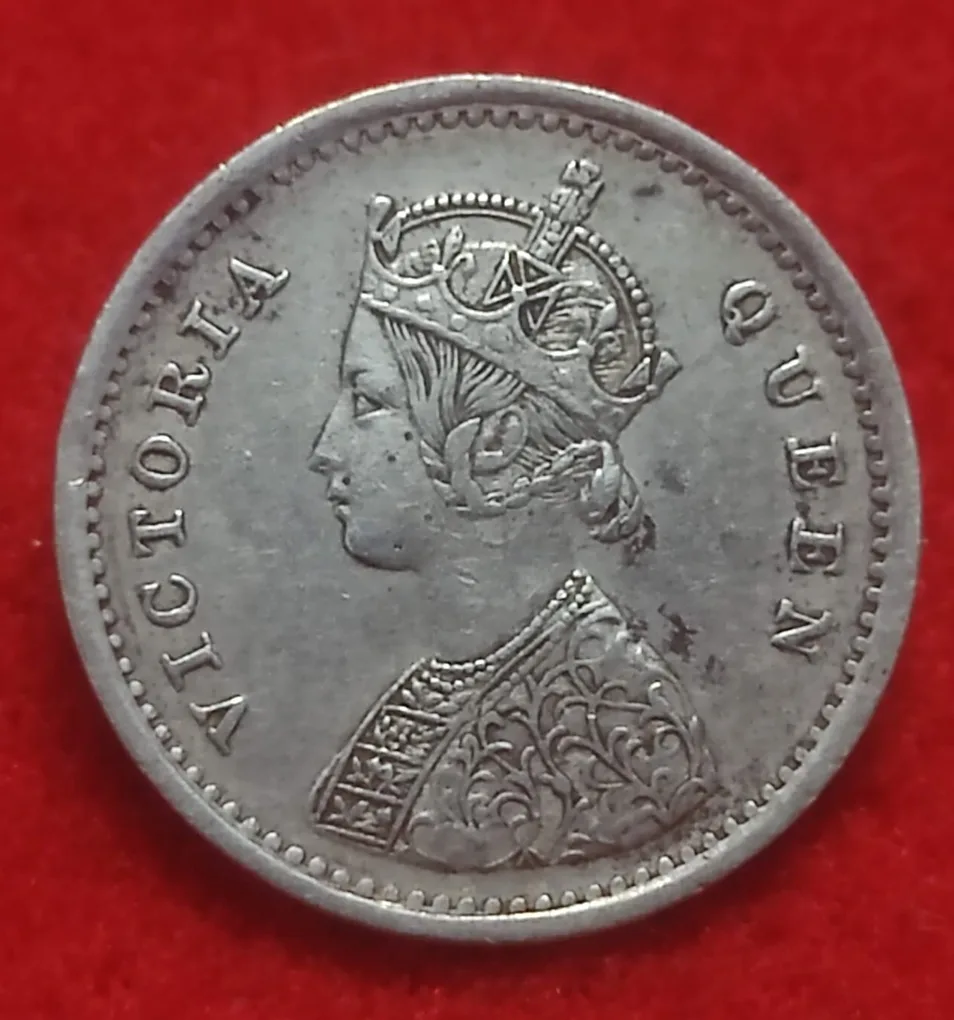 Silver Two Anna Victoria Queen Bombay Mint 1874