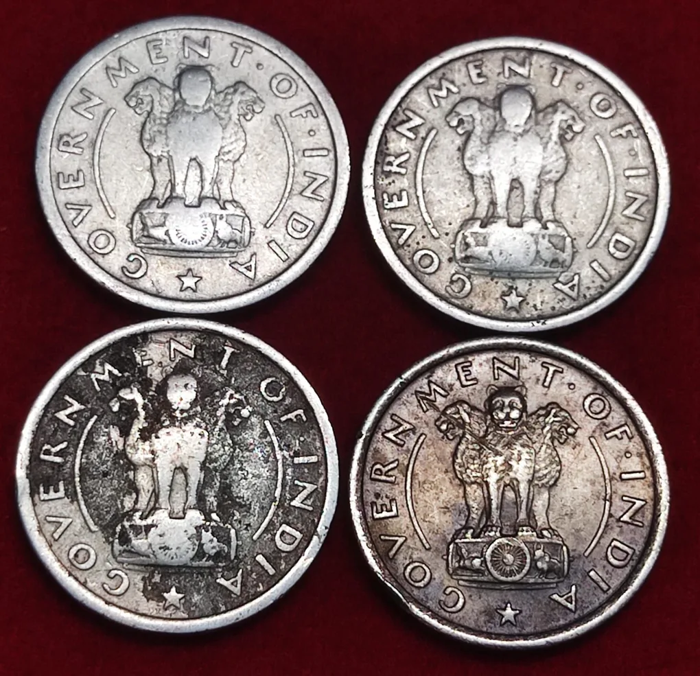1/2 Rupee 1950 Bombay Mint Lot of 4 Coin Price
