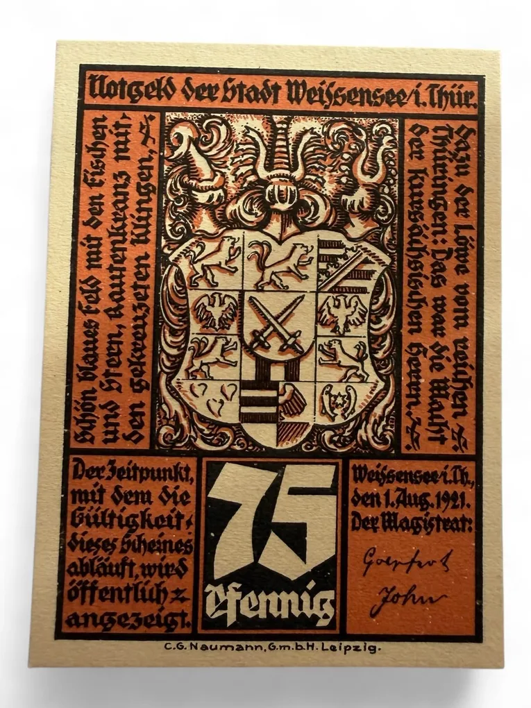 Germany Pfennig Notgeld Emergency Banknote Issues Over a Century Old UNC Unique and Rare