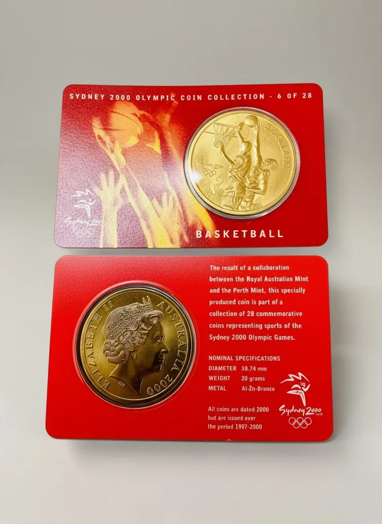 Australian Mint Queen Elizabeth II Sydney Olympic Series 5 Dollar Ultra Unique and Rare Modern Basketball