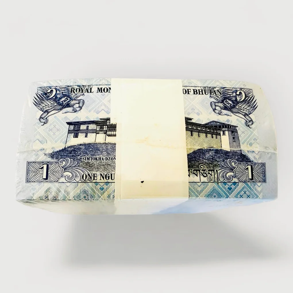 Bhutan 1 Ngultrum World Banknote 2019 P27c UNC Full Brick Rim Gem Unc Seal Unique and Rare