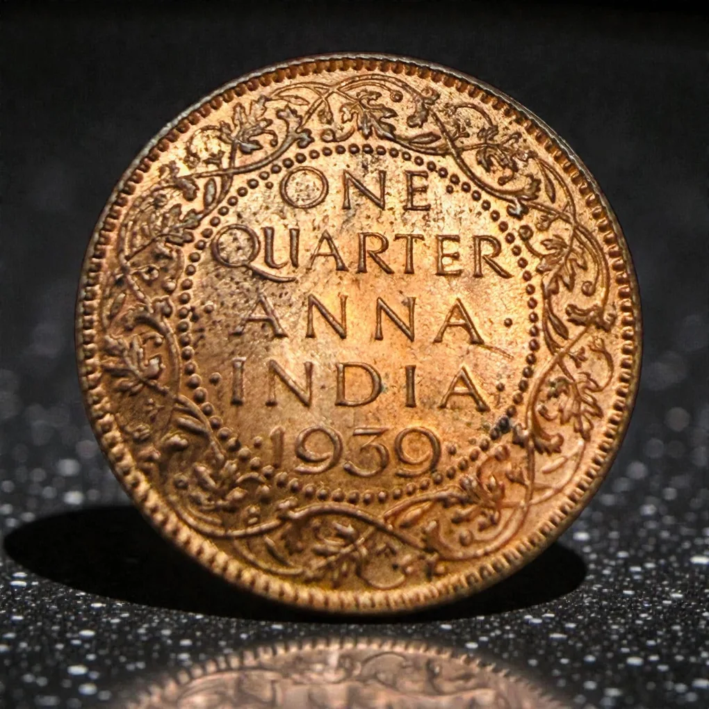 One Quarter Anna Copper King George VI British India Era Issue Unique and Rare