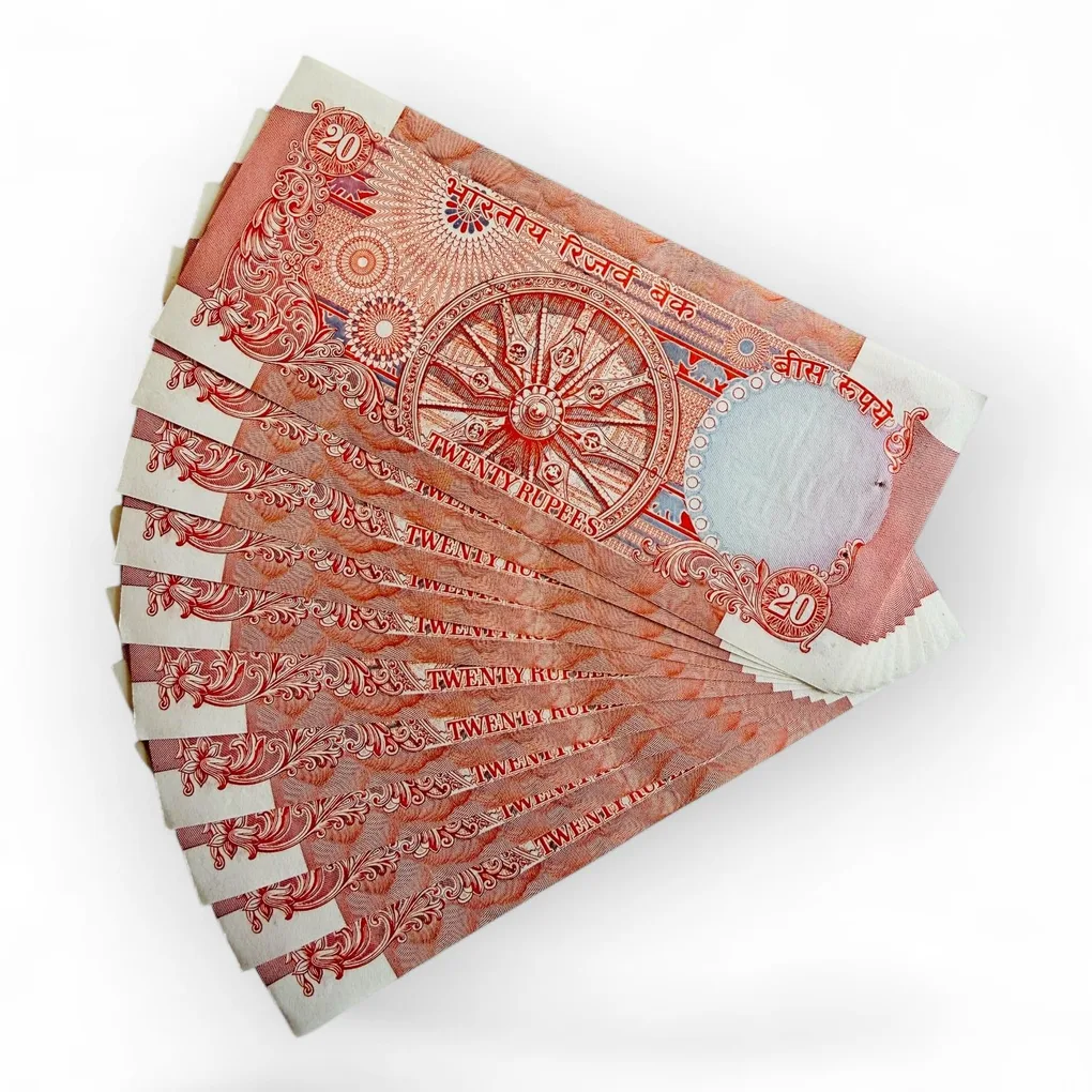 Rs 20 India Banknote Ashoka Chakra Issue UNC Issue 1990s 10 note Lot Crisp