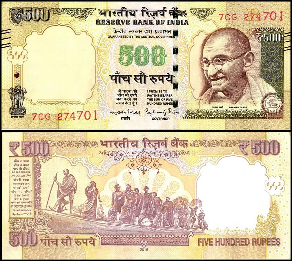 Very Rare 500 Rupees India Banknote UNC Condition Signed by Raghuram Rajan Telescope Issue