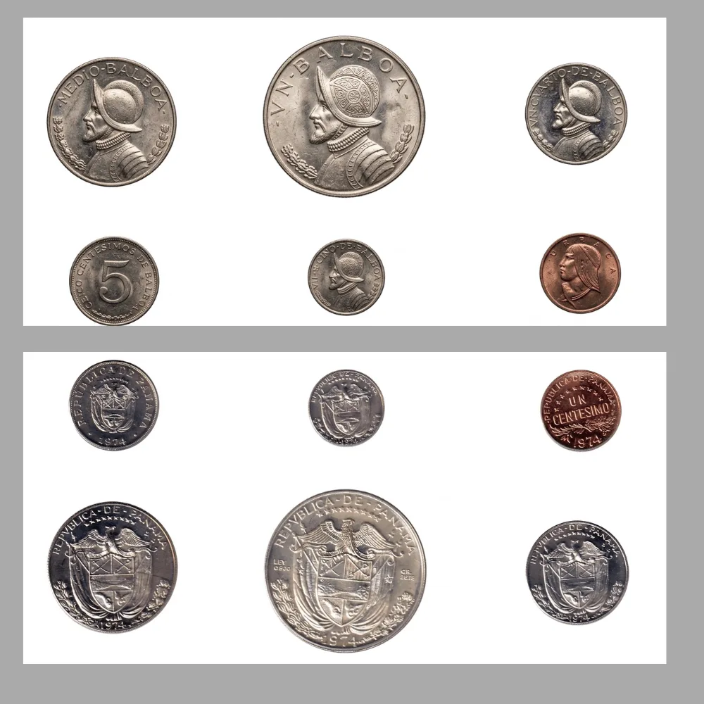 1974 Panama Silver 6 Coin Proof Set Included 1 Coin Silver .900 Weight 26.73g Rare Set with ( Box / Certificate) Minted by United State