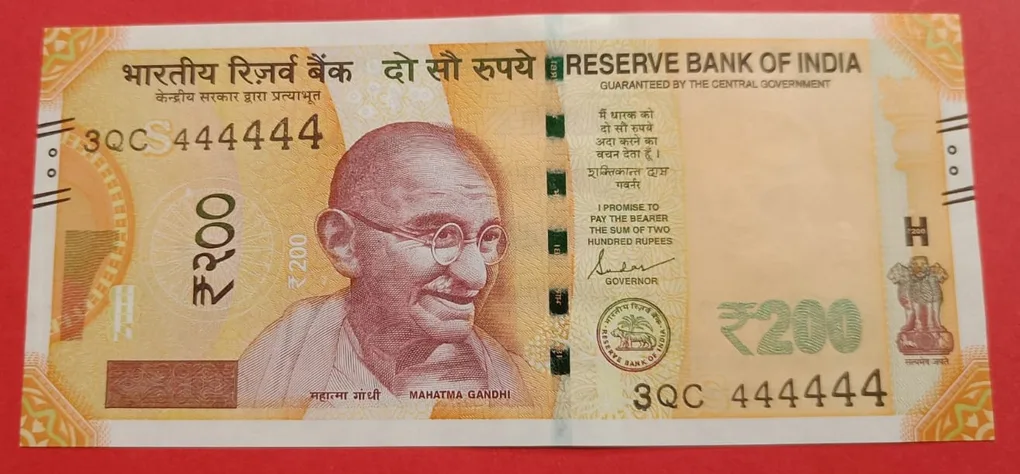 Rs 200 Solid Fancy Number 444444 Gem Unc Condition Ex Rare Note