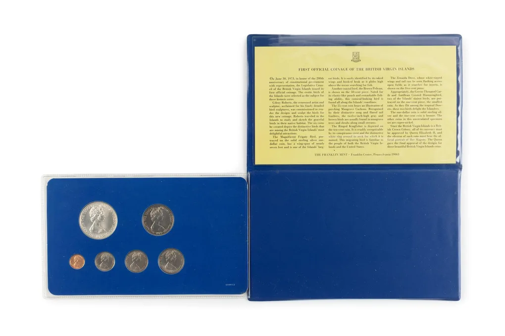 British Virgin Island Specimen Coin Set , 1973 Rare (6 Coin Set) Minted at Franklin Mint