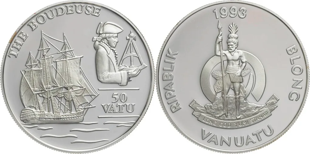 Reproduction Coin - 50 Vatu Silver Plated Vanuatu 1993 Coin