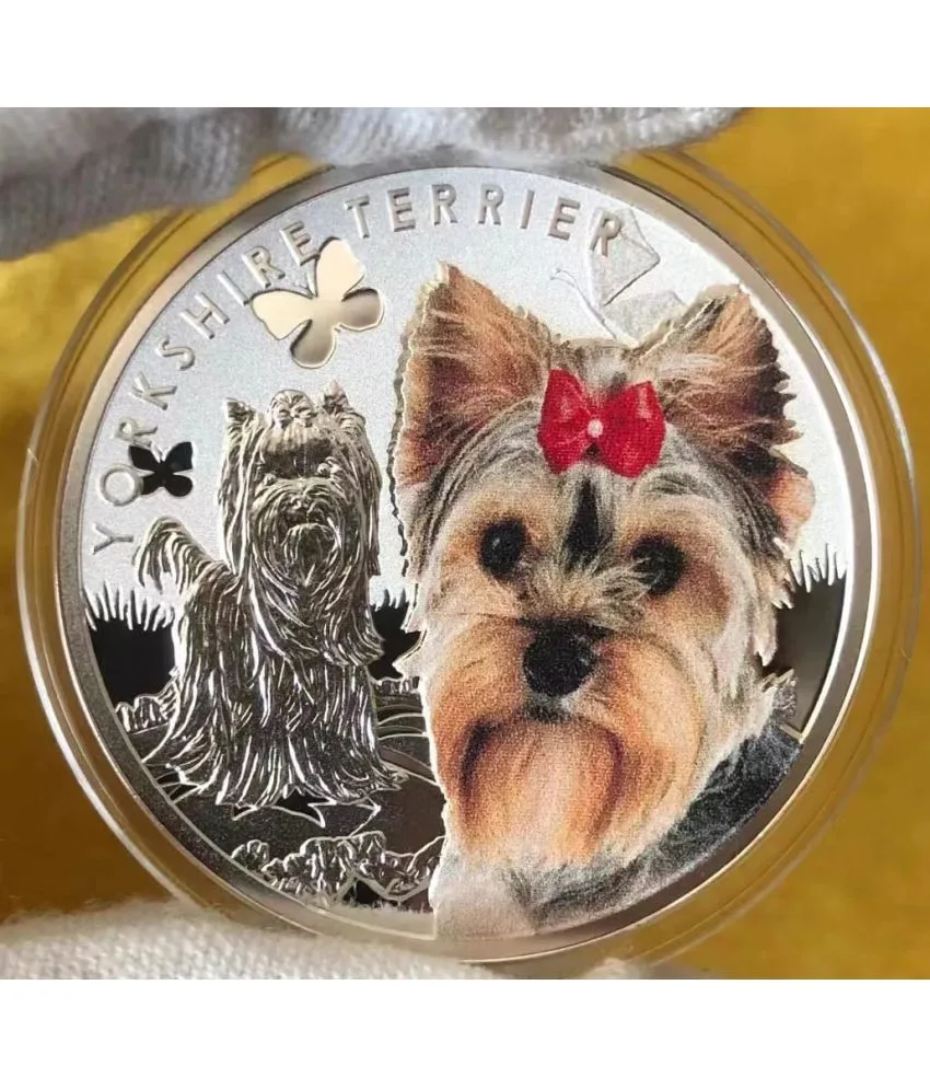 Reproduction Coin - 1 Dollar Niue Color Yorkshire Terrier Silver Plated Coin