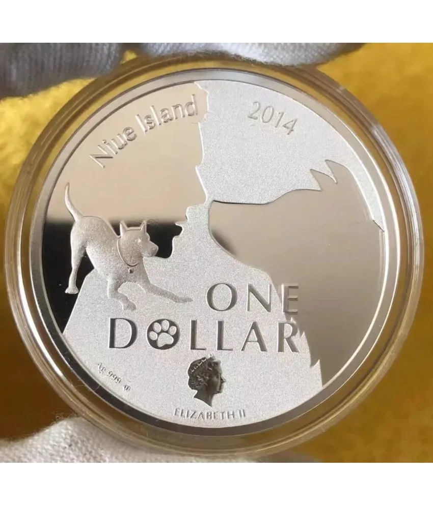 Reproduction Coin - 1 Dollar Niue Color Yorkshire Terrier Silver Plated Coin